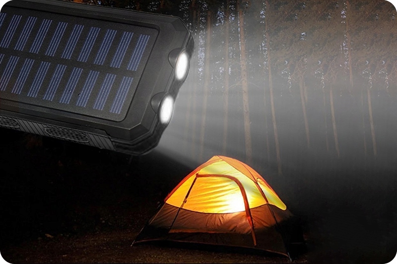 POWER BANK ŁADOWARKA SOLARNA 2xUSB TURYSTYCZNA+ETUI WODOODPORNE na telefon Pojemność 20000 mAh