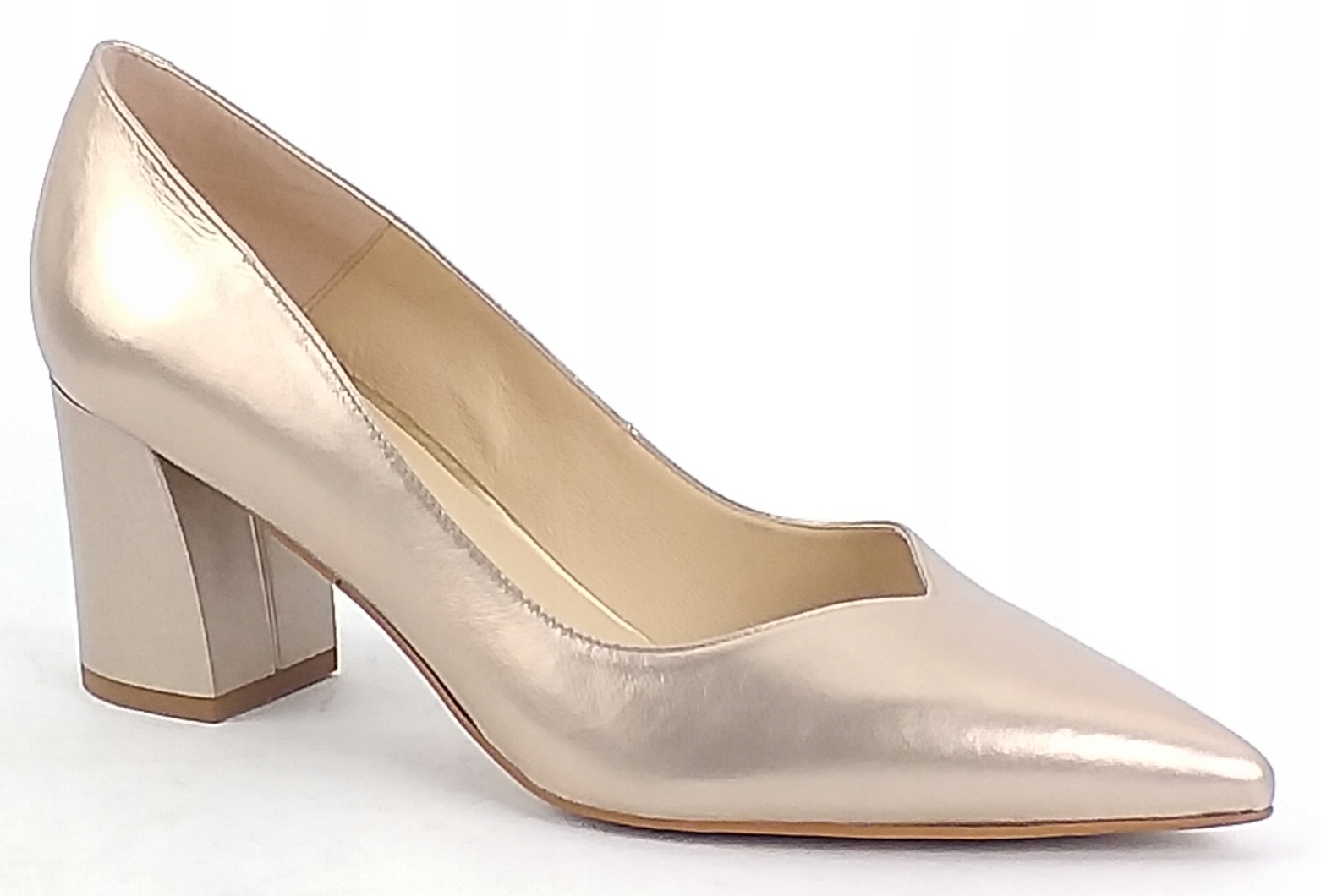 Bellum K-0745/1/328 Czółenka Na Słupku Skórzane Damskie Złoty 38