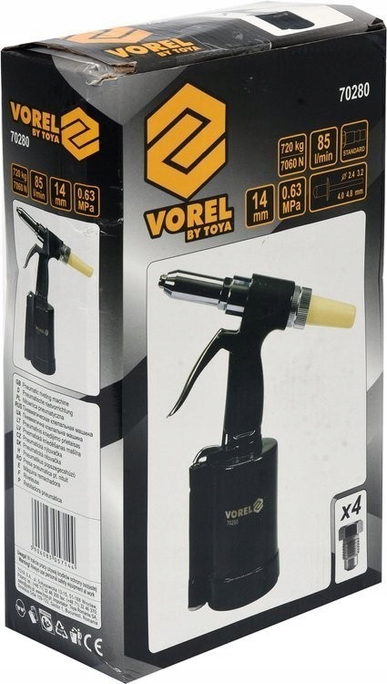PNEUMATICKÝ NÝTOVAČ 2,4 3,2 4,0 4,8 MM Vorel EAN (GTIN) 5906083057144