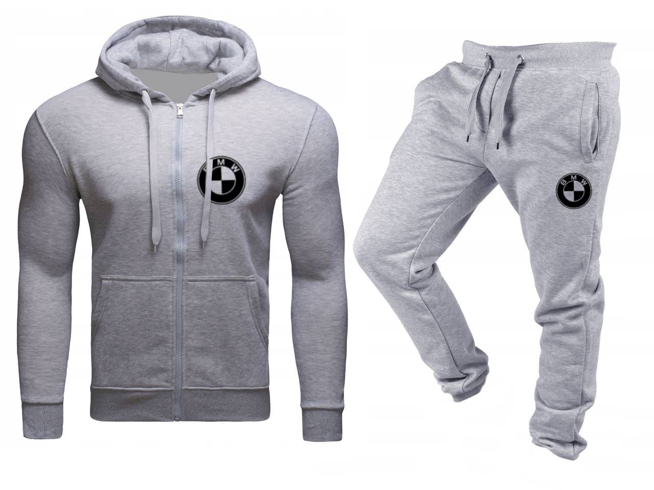 Tepláková Souprava Teplákovka Bmw Pánská Rozepínací Šedá XXL