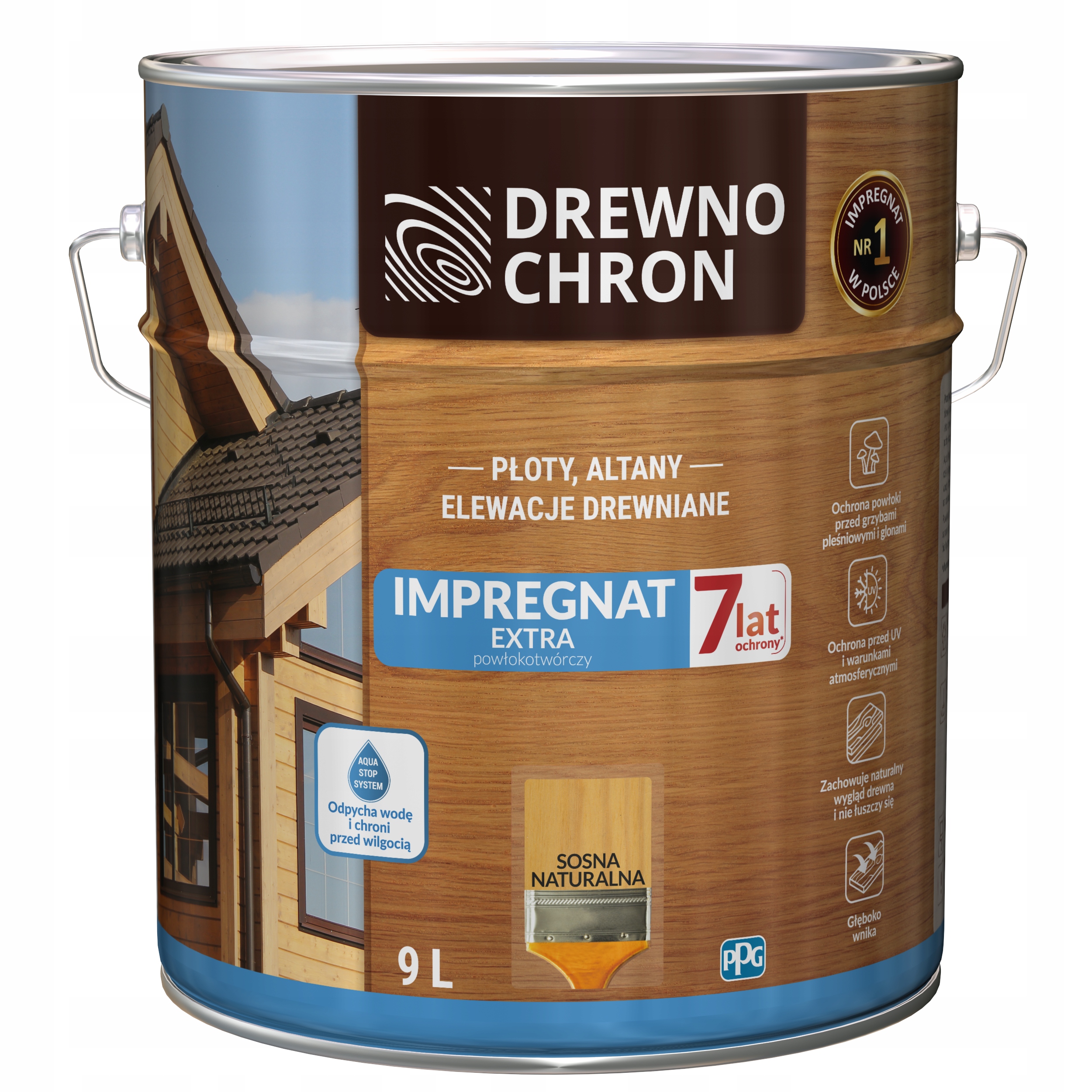 Drewnochron Impregnat Extra Powłokotwórczy sosna naturalna 9l