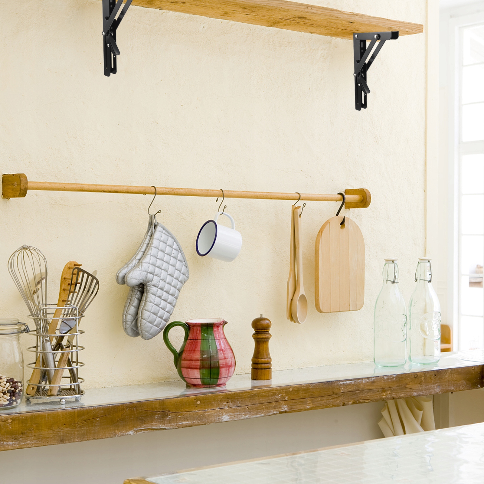 2 SZT. SKŁADANYCH WSPORNIKÓW PÓŁEK ZE STALI NIERDZEWNEJ Szerokość mebla 5 cm