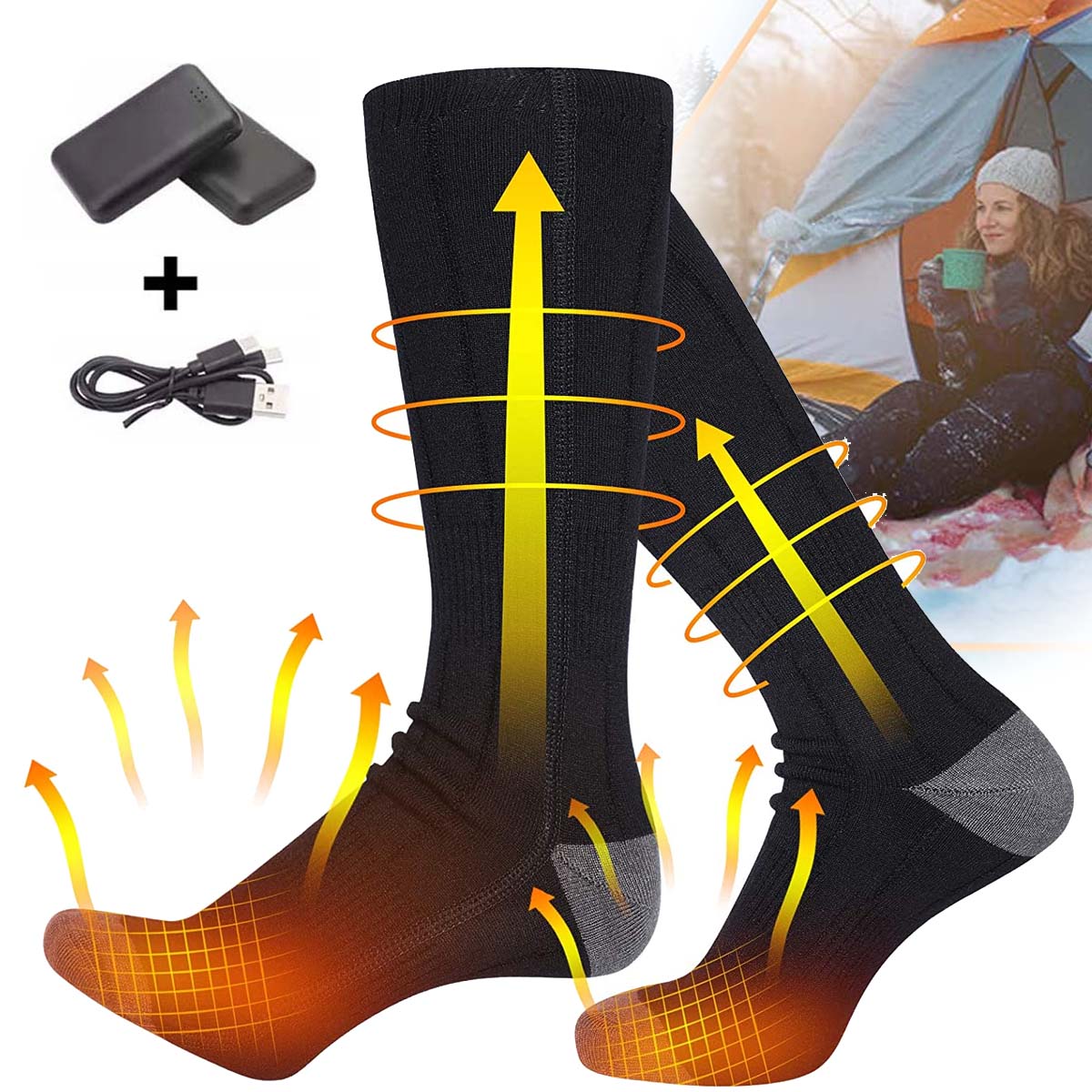 Zimowe Podgrzewane Skarpetki 3 Temperatury Podgrzewacz Do Stóp 2X 4000MAH