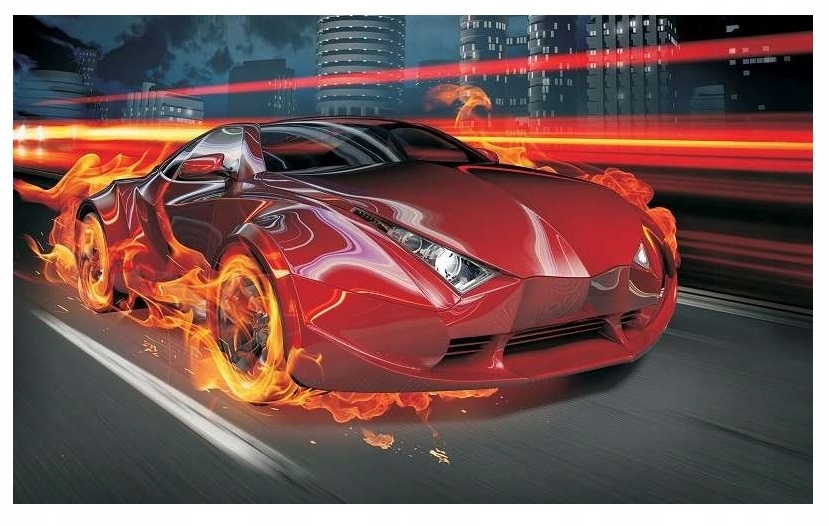 Tapeta Do Pokoje Chlapce Hráče Mládeže Auto Sportovní Oheň 254x184