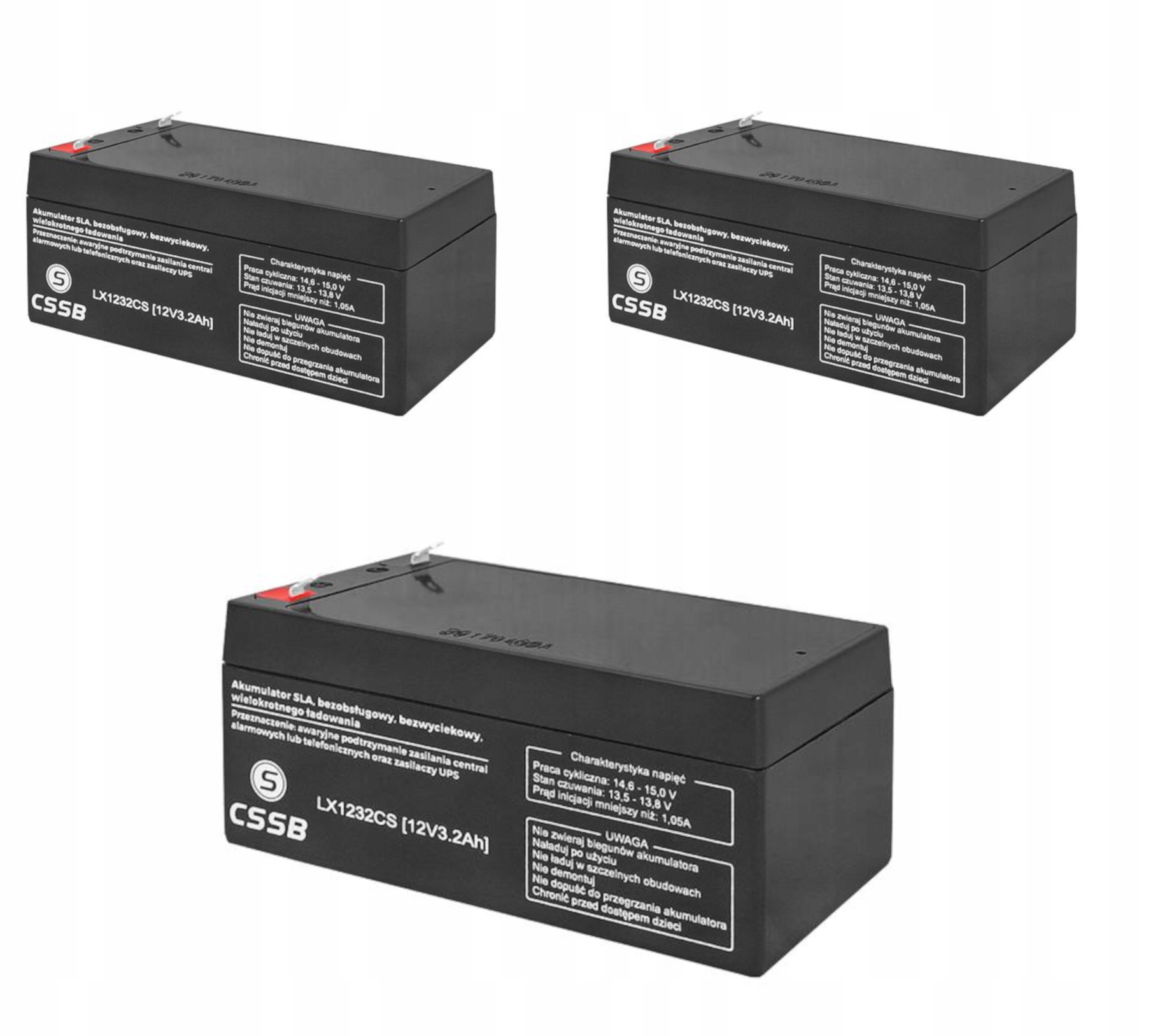 3x Akumulátor Agm 12V 3,2Ah Cssb (rozměr 3,3Ah 3,4Ah) pokladna váha alarm Cctv