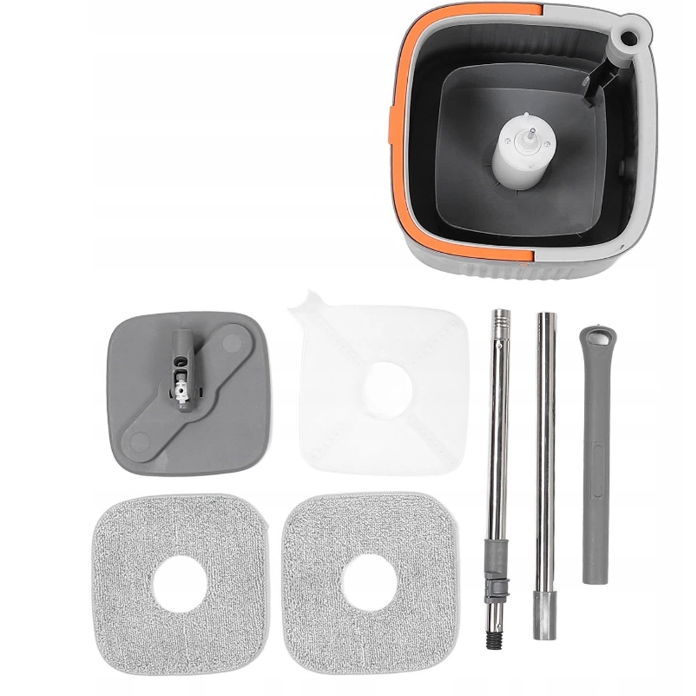 Samoodtlačovací Rotační Mop S Kbelíkem Se 2 Nástavci Pro Domácnost, Šedý