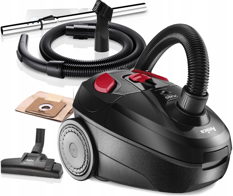 Odkurzacz Workowy Amica 900W Mocny Czarny Lekki Regulacja Mocny Zestaw