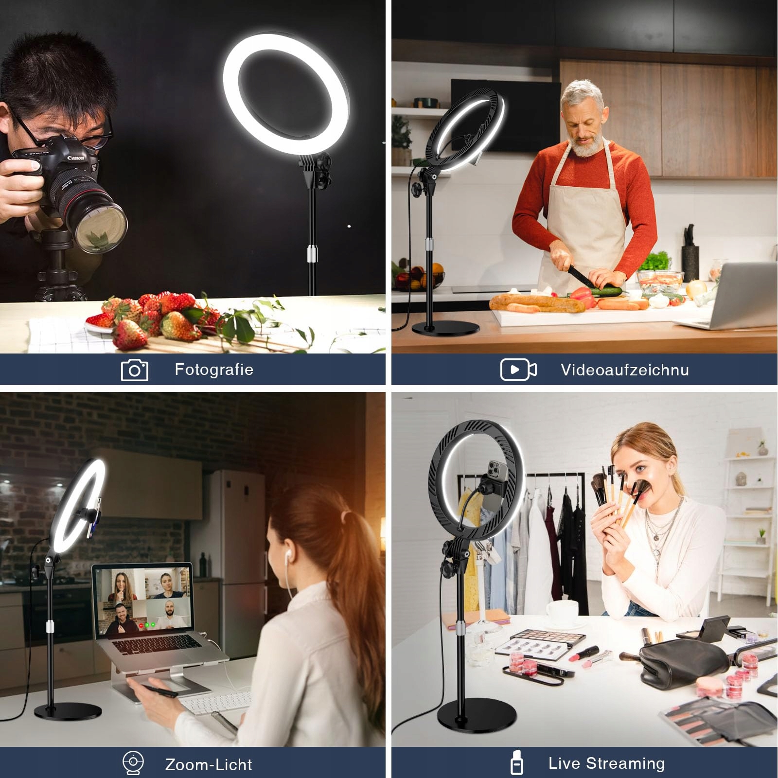 Yarrashop Lampa Pierścieniowa LED 10.5" Stojak Makijaż YouTube TikTok — miniatura 4