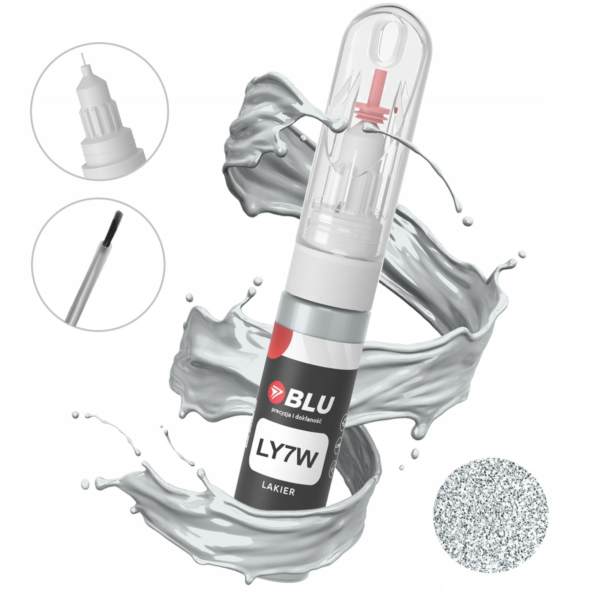 Lakier zaprawka samochodowa LY7W srebrny lichtsilber do Audi 2in1 Blu