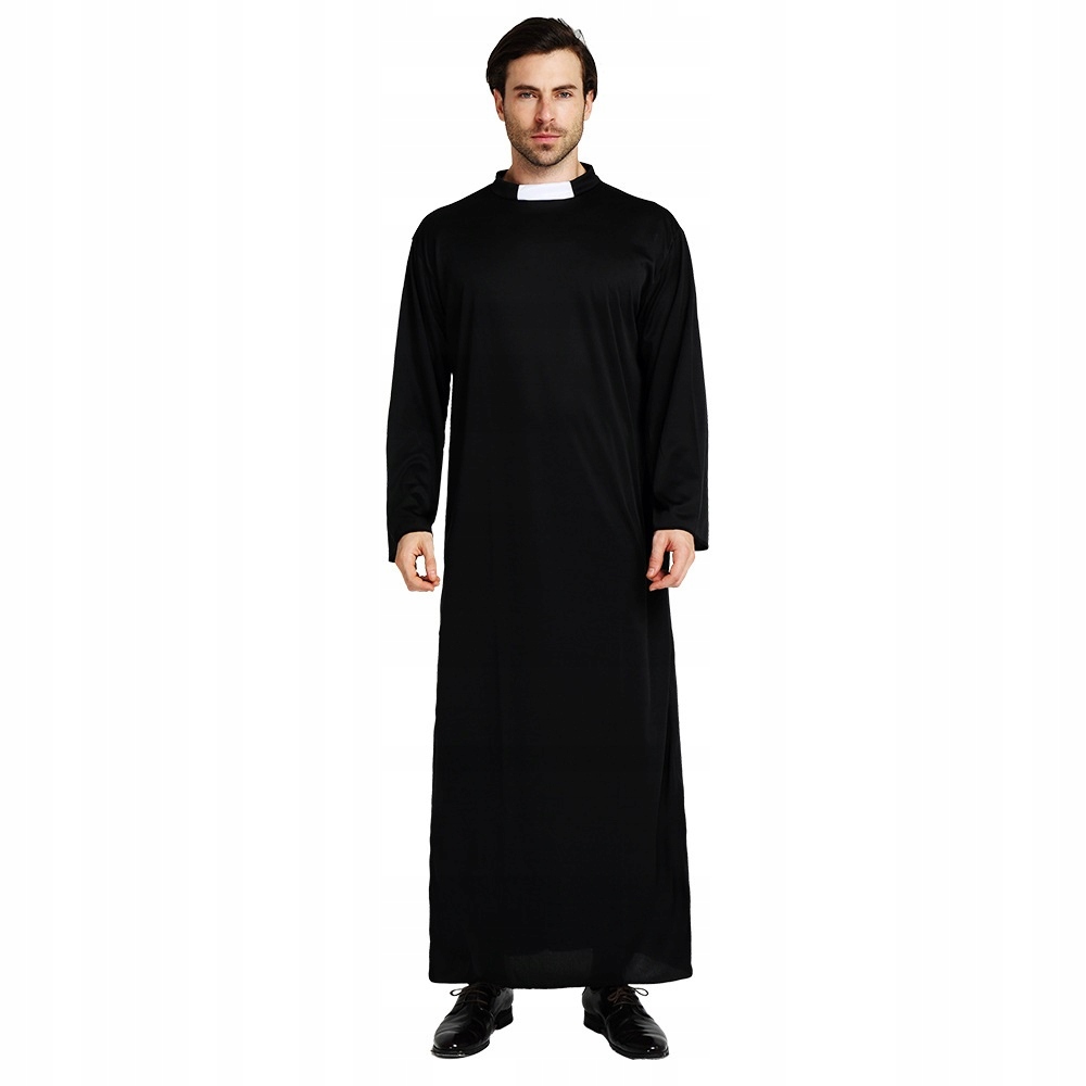 STRÓJ KSIĄDZ SZATA KSIĘDZA KAPŁAN PROBOSZCZ CZARNA SUTANNA PRZEBRANIE M/L Model Cosplay