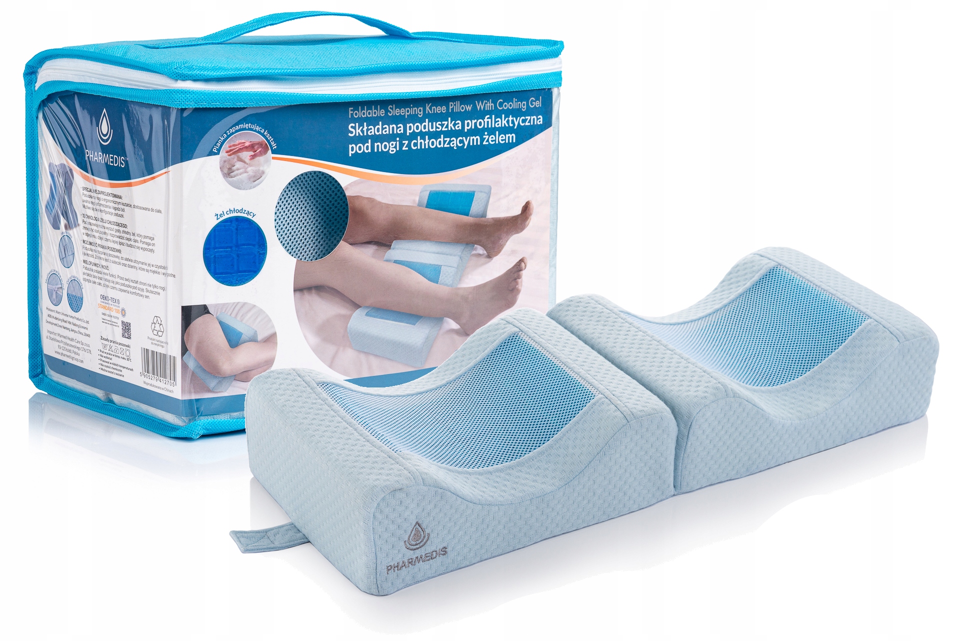 Poduszka Pod Nogi I Kolana Składana Do Spania Żel Chłodzący Pianka Memory