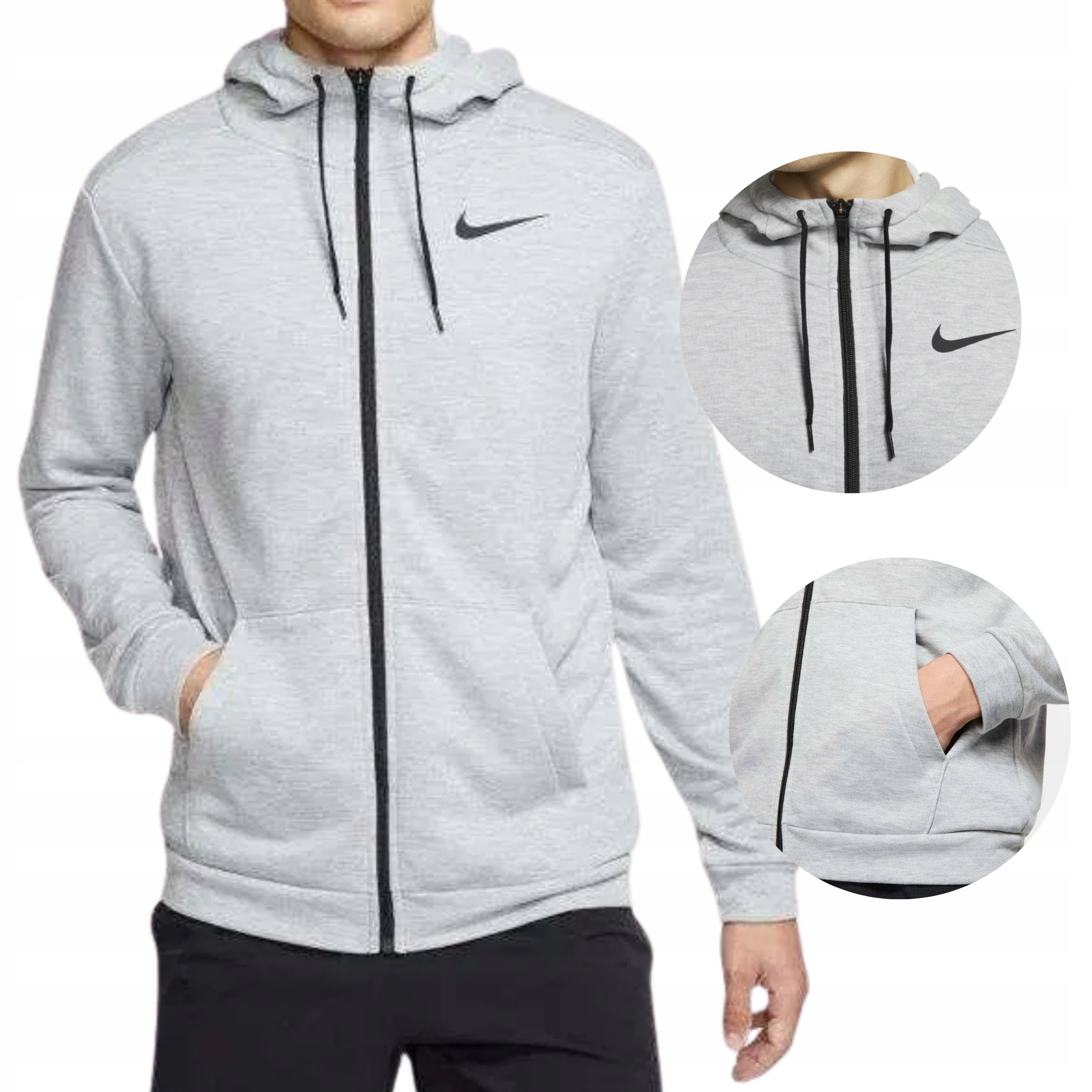 Pánská mikina s kapucí šedá na zip Nike Dri-FIT CJ4317063 R.xxl