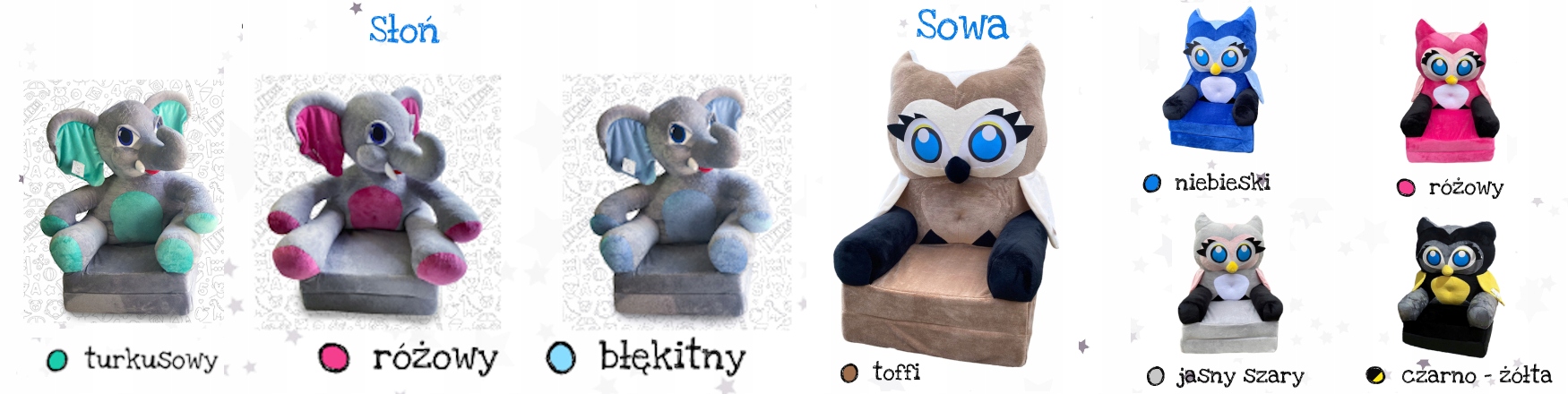 PREZENT NA ROCZEK DLA CHŁOPCA DZIEWCZYNKI Fotelik rozkładany Osiołek *różne Kolor obicia wielokolorowy