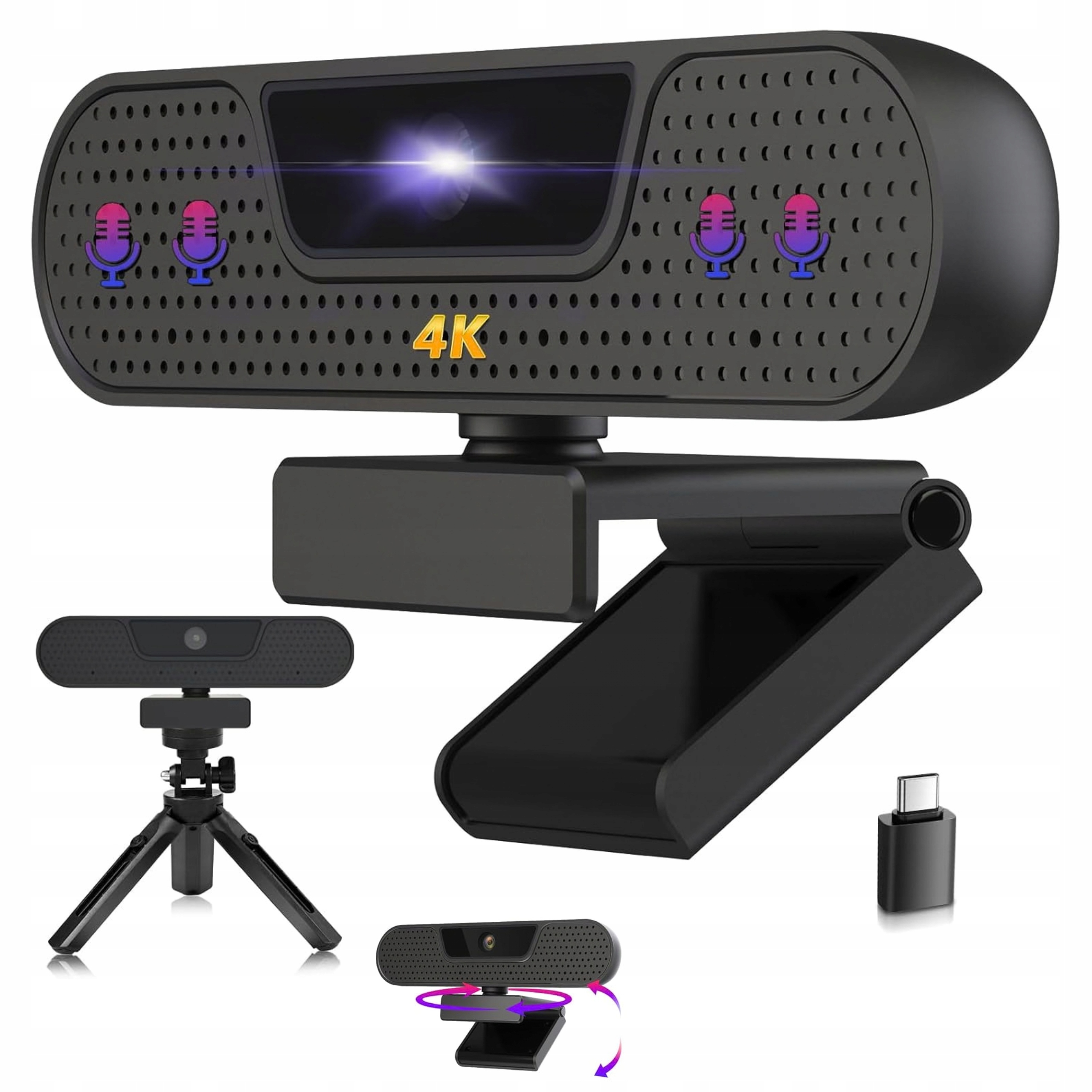 Kamera internetowa 4K W8GS z mikrofonem, autofokus 85° Usb statyw Pc Hd