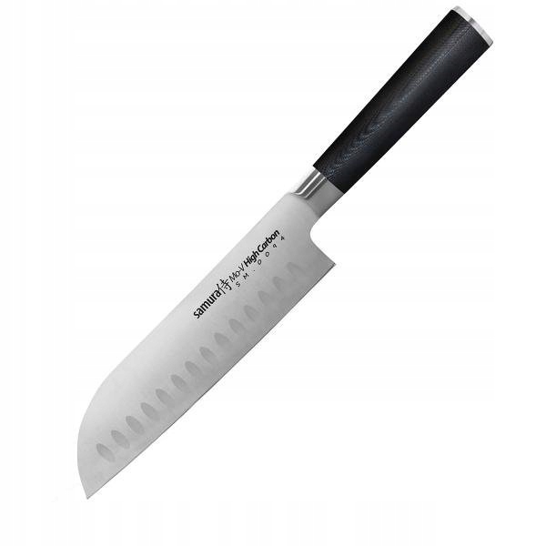 Samura Mo-v Nôž Santoku Hollow Ground 180 mm AUS-8, rukoväť G10