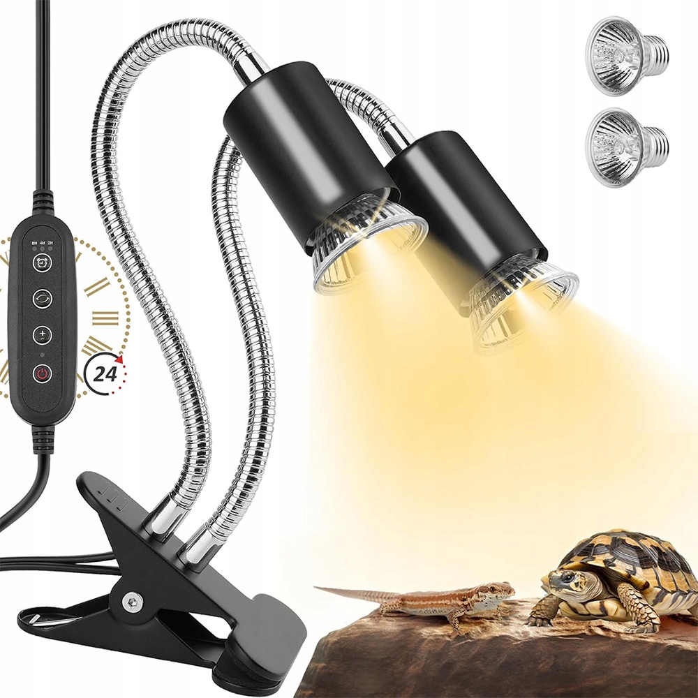 Topná Lampa Pro Plazy, Topná Lampa Uva, Uvb E27 S 2 Žárovkami 25 W 50 W