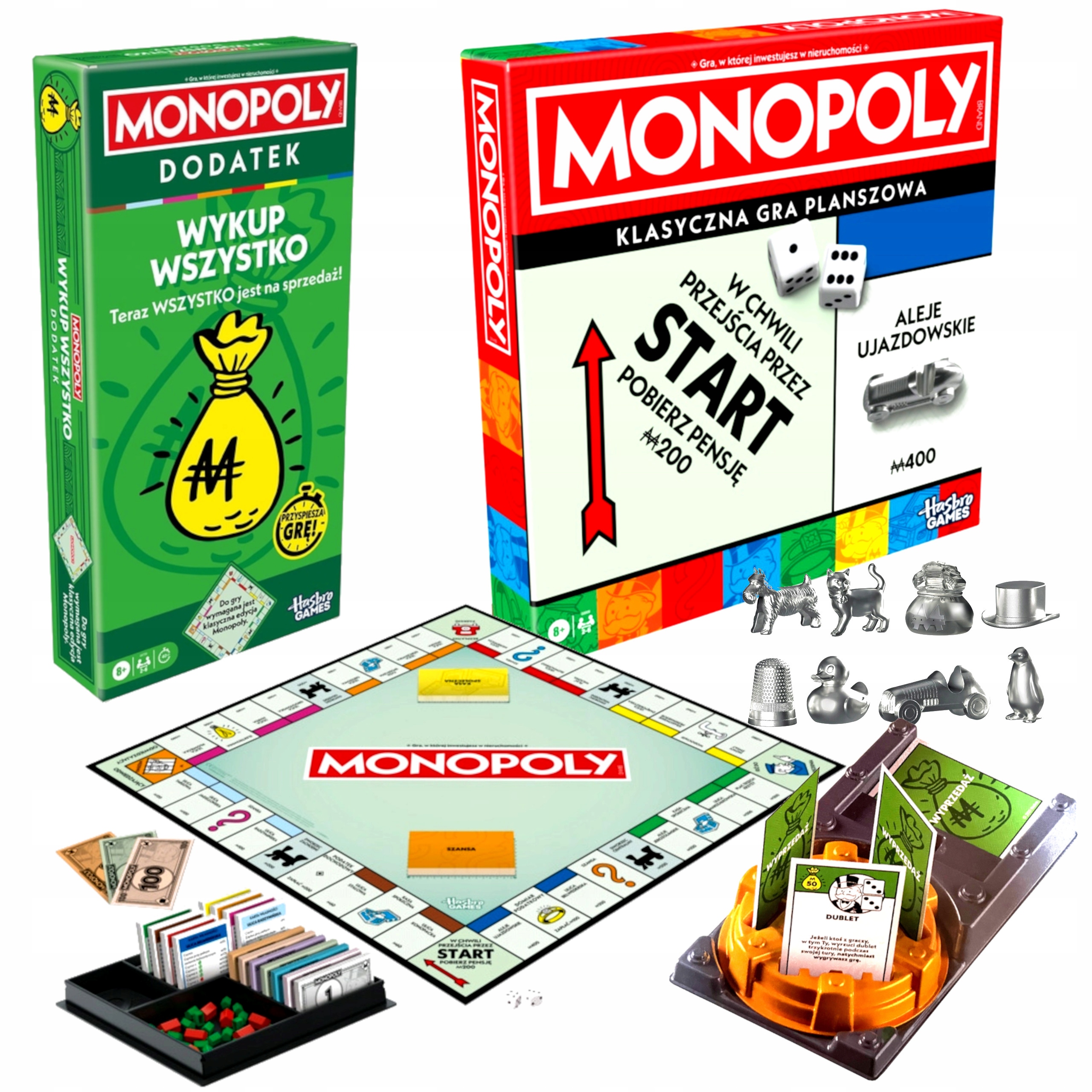 Monopoly Classic Gra Planszowa oryginalna+ dodatek do gry kup wszystko!