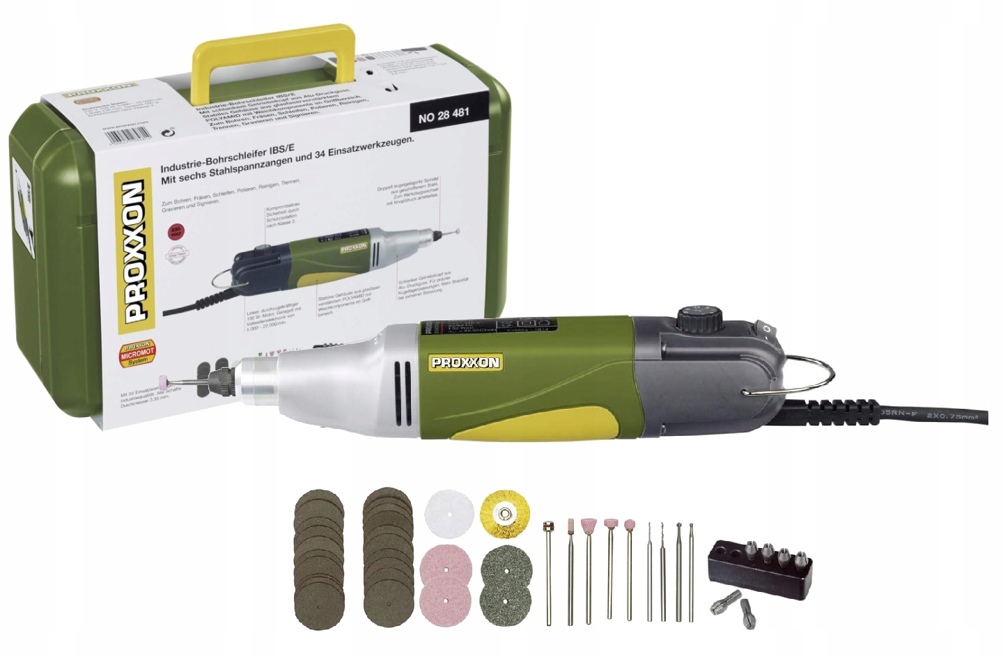 Wiertarko-frezarka szlifierka prosta sieciowa Proxxon 28481 100 W 230 V