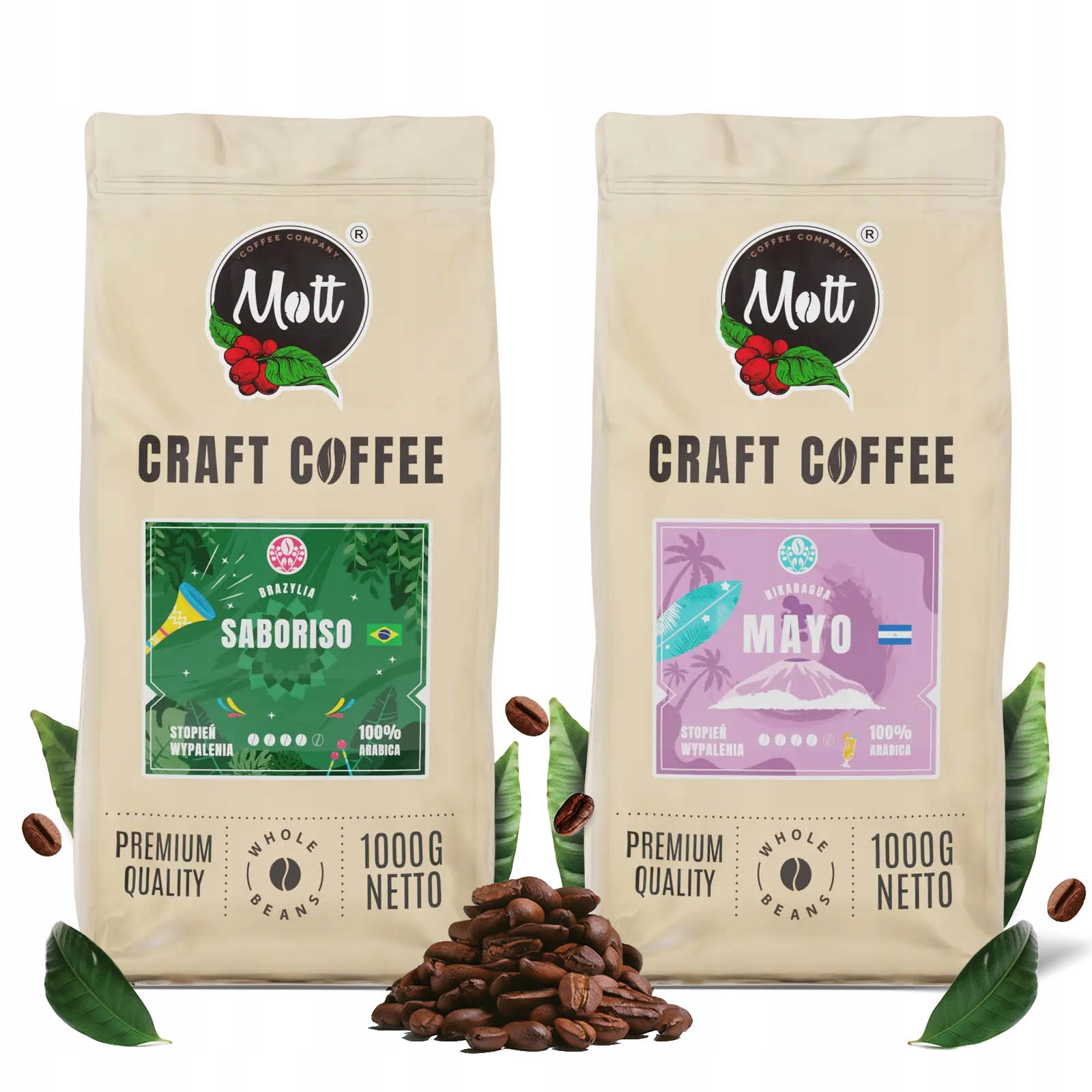 Levně Sada zrnkových káv 2 kg – 100% Arabica Čerstvá Mott Coffee
