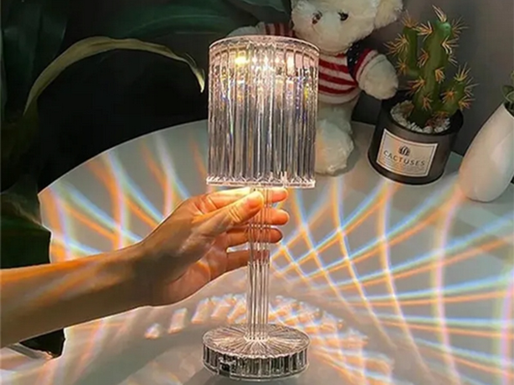 LAMPKA NOCNA STOŁOWA KRYSZTAŁ LED RGB USB PILOT Stan opakowania oryginalne