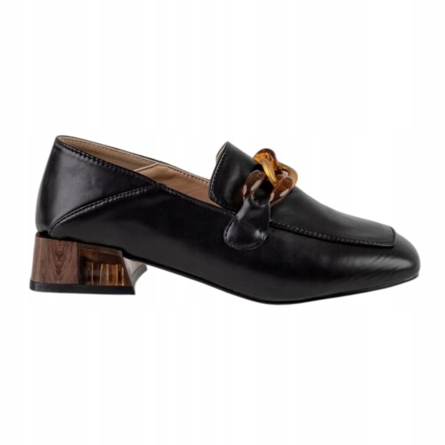 Mokasíny Musk dámské polobotky mokasíny módní na podpatku černé vel. 36