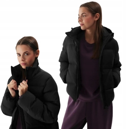 Dámská zimní péřová bunda 4F F481 přírodní peří černá prošívaná XL