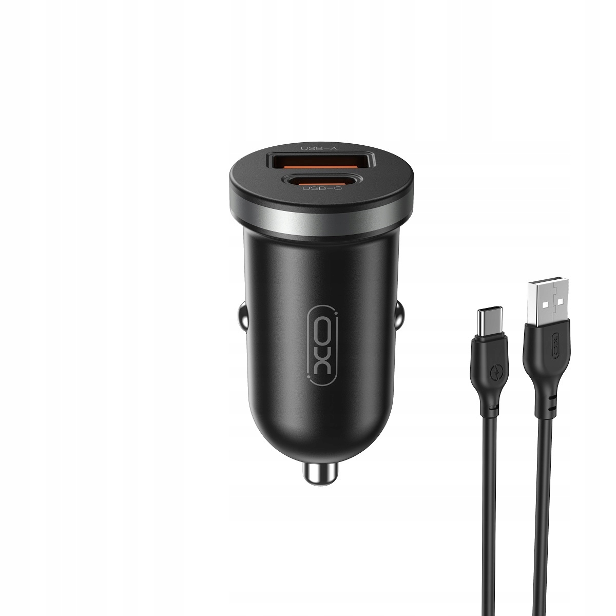 XO CC56 USB-A USB-C 30W Czarny + Kabel USB-A do USB-C