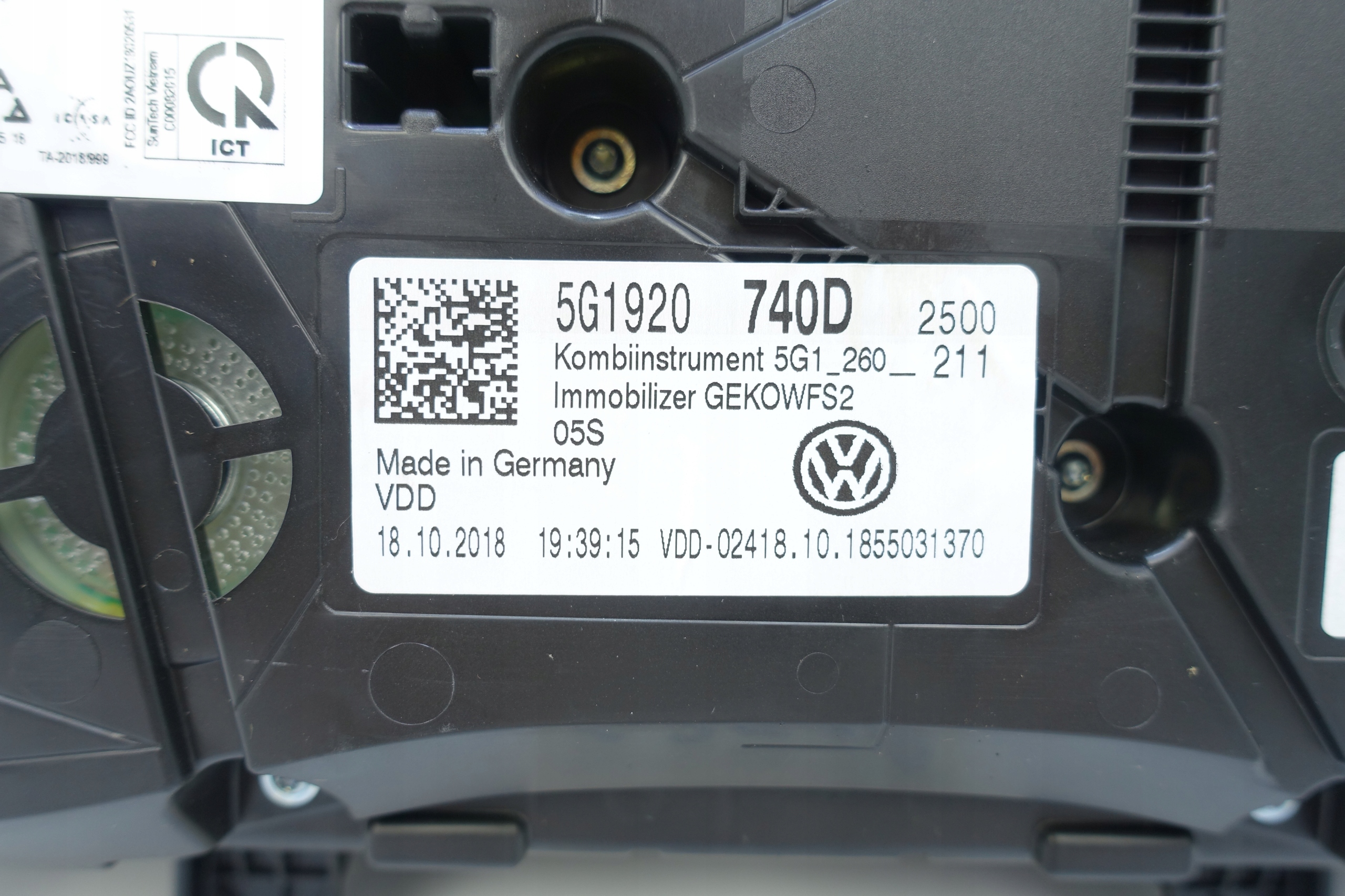 dials dials VW GOLF VII 7 5G 32322KM 5G1920740D