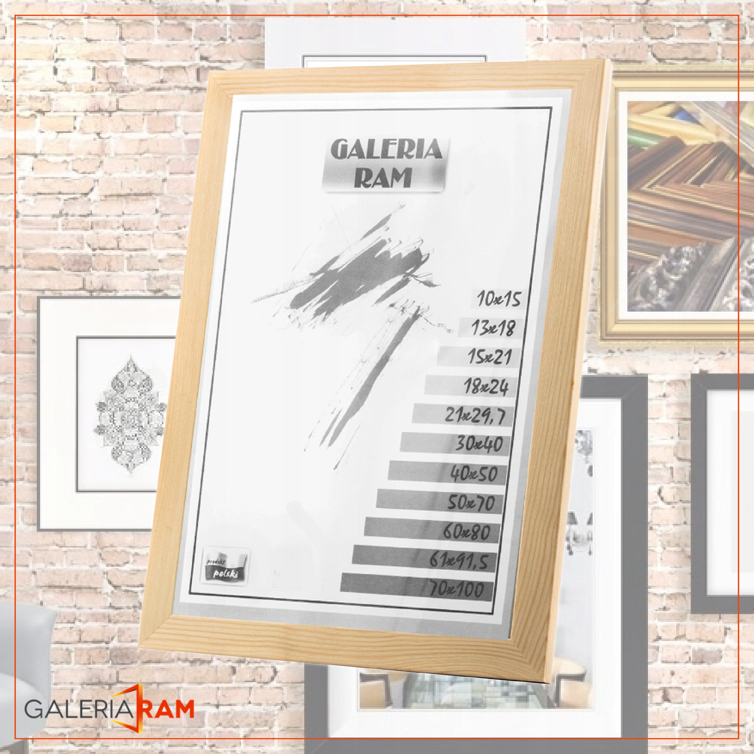 RAMA DREWNIANA 50x70 sur GP PŁASKA 70x50 PLAKAT Marka inna