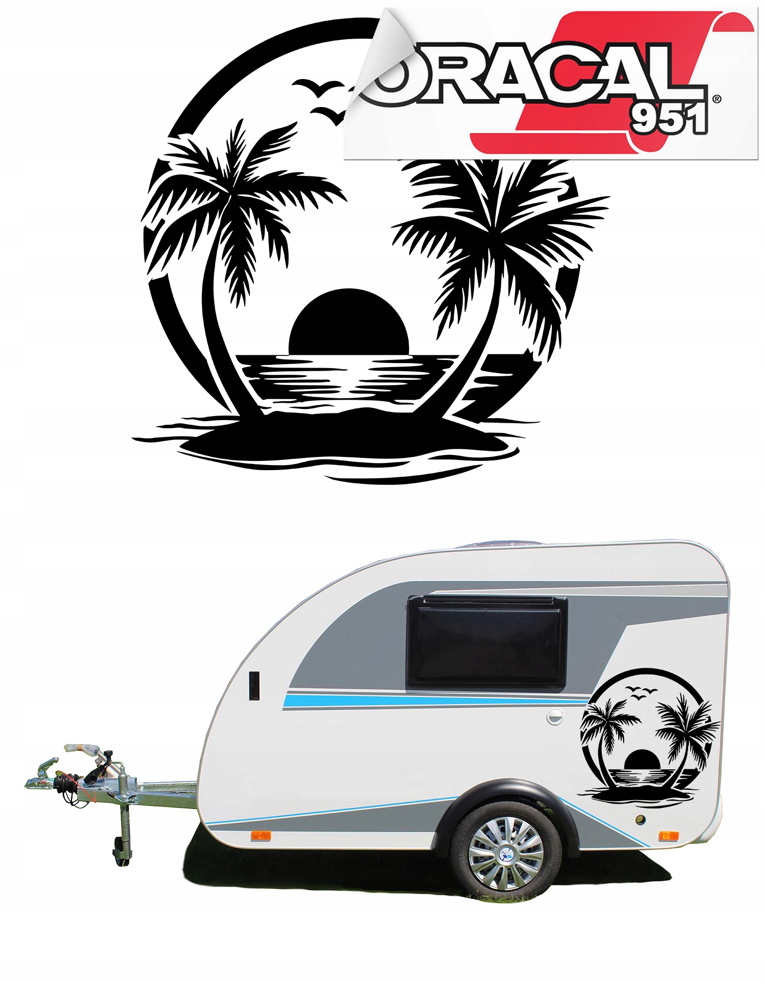 Наклейки для автомобиля пляж пальмы кемпинг 60X58CM