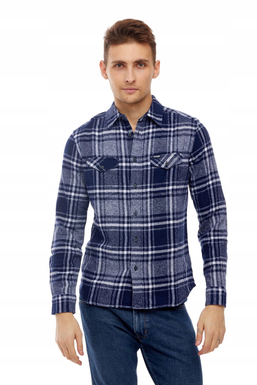 Pánská košile Wrangler Ls 2PKT Flap Shirt Patriot Blue W5A52CX5H S