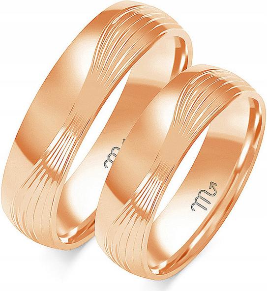 Snubní prsten z růžového zlata 585 velikost 14 15 16 s gravírováním pro muže i ženy