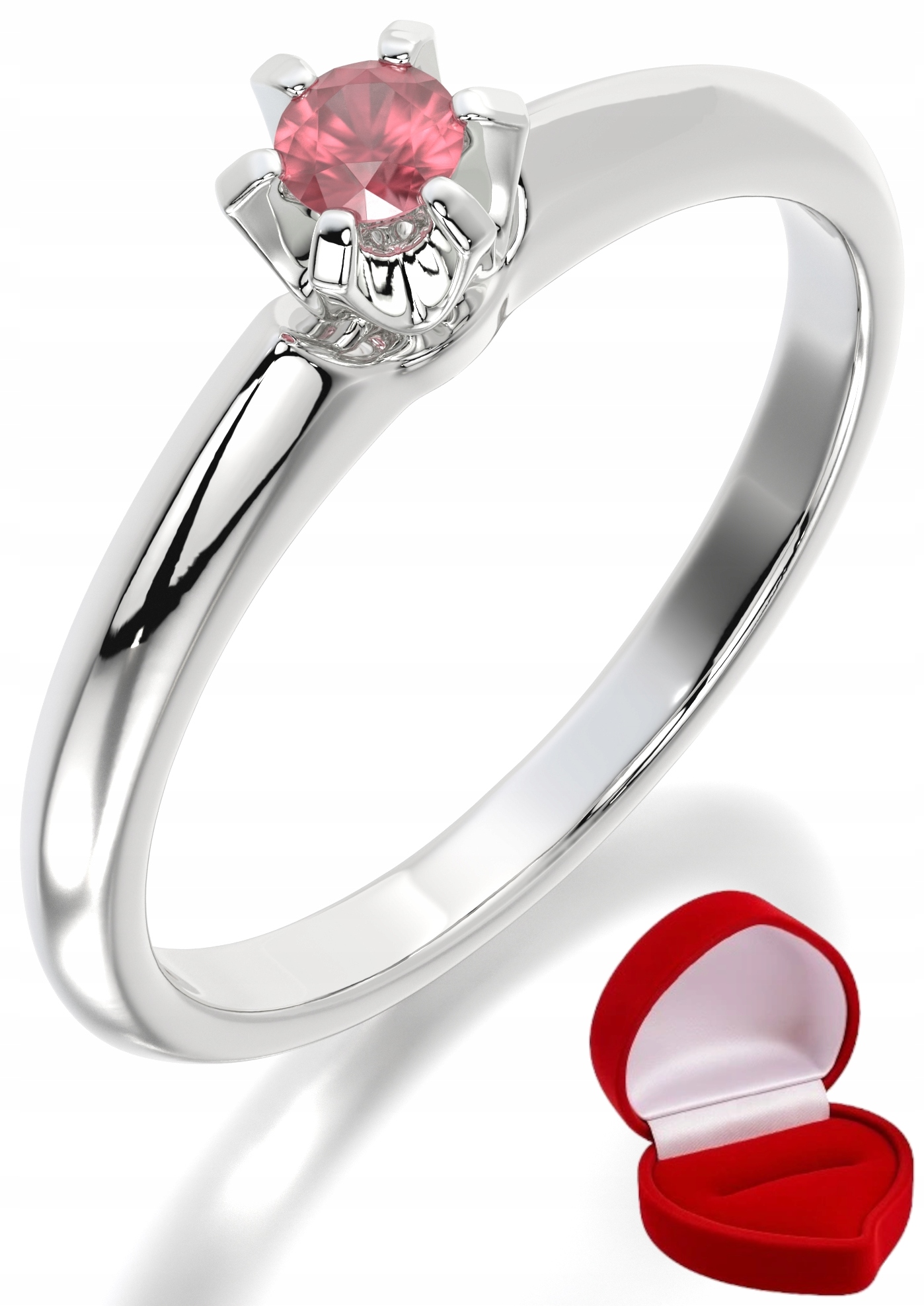 Zlatý Prstýnek 585 14k Rubín 0,09 ct Bílé Zlato R22