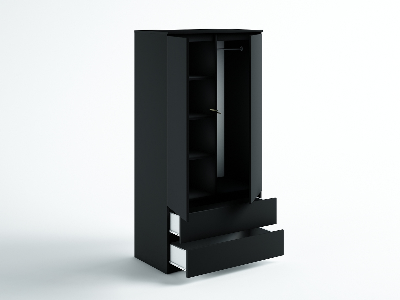 SZAFA 2 DRZWI 2 SZUFLADY 90 CM DO SYPIALNI, GARDEROBY CZARNA Kod producenta SZAFA 2D2SZ