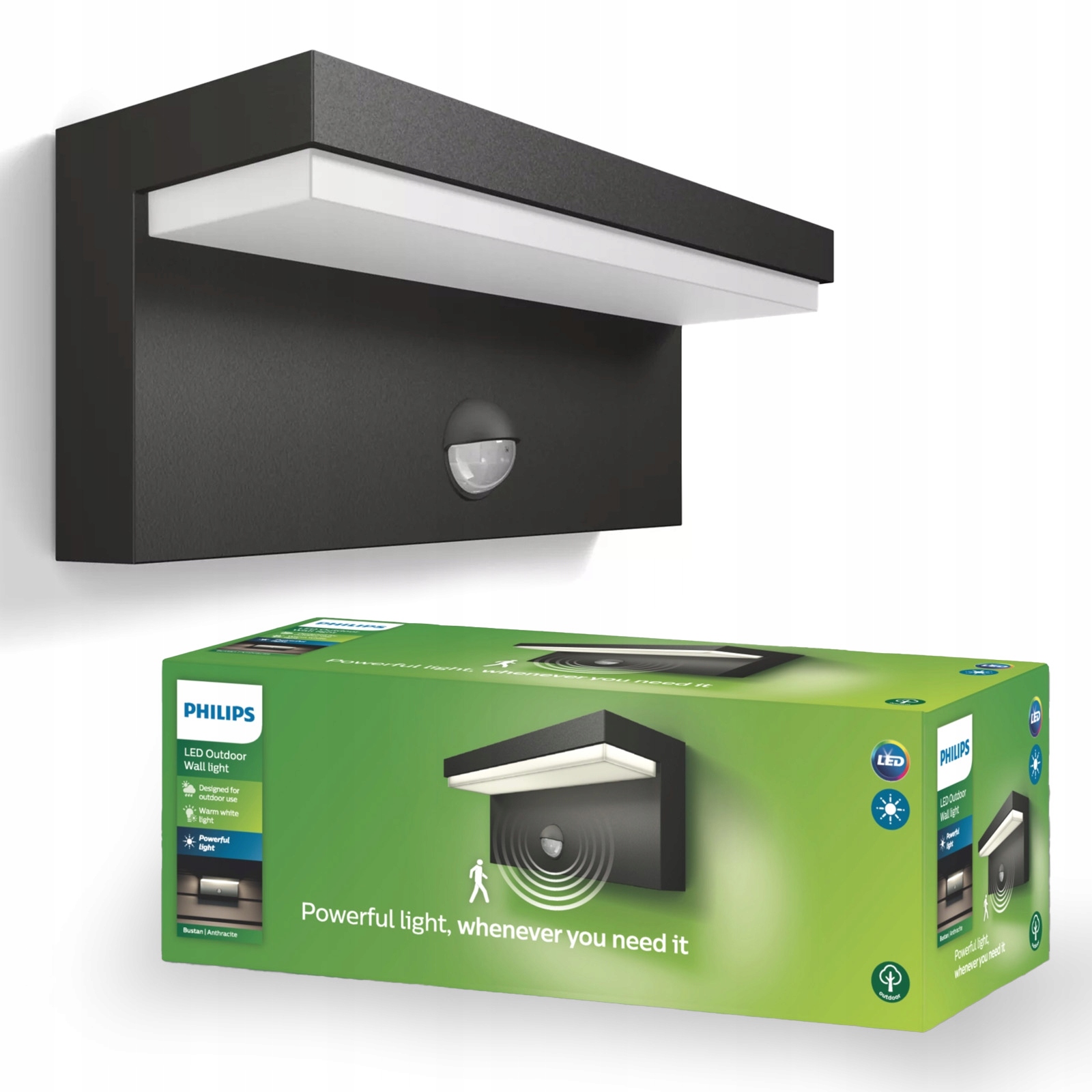 Vonkajšie nástenné svietidlo Philips Bustan Fasádna záhradná lampa s snímačom pohybu