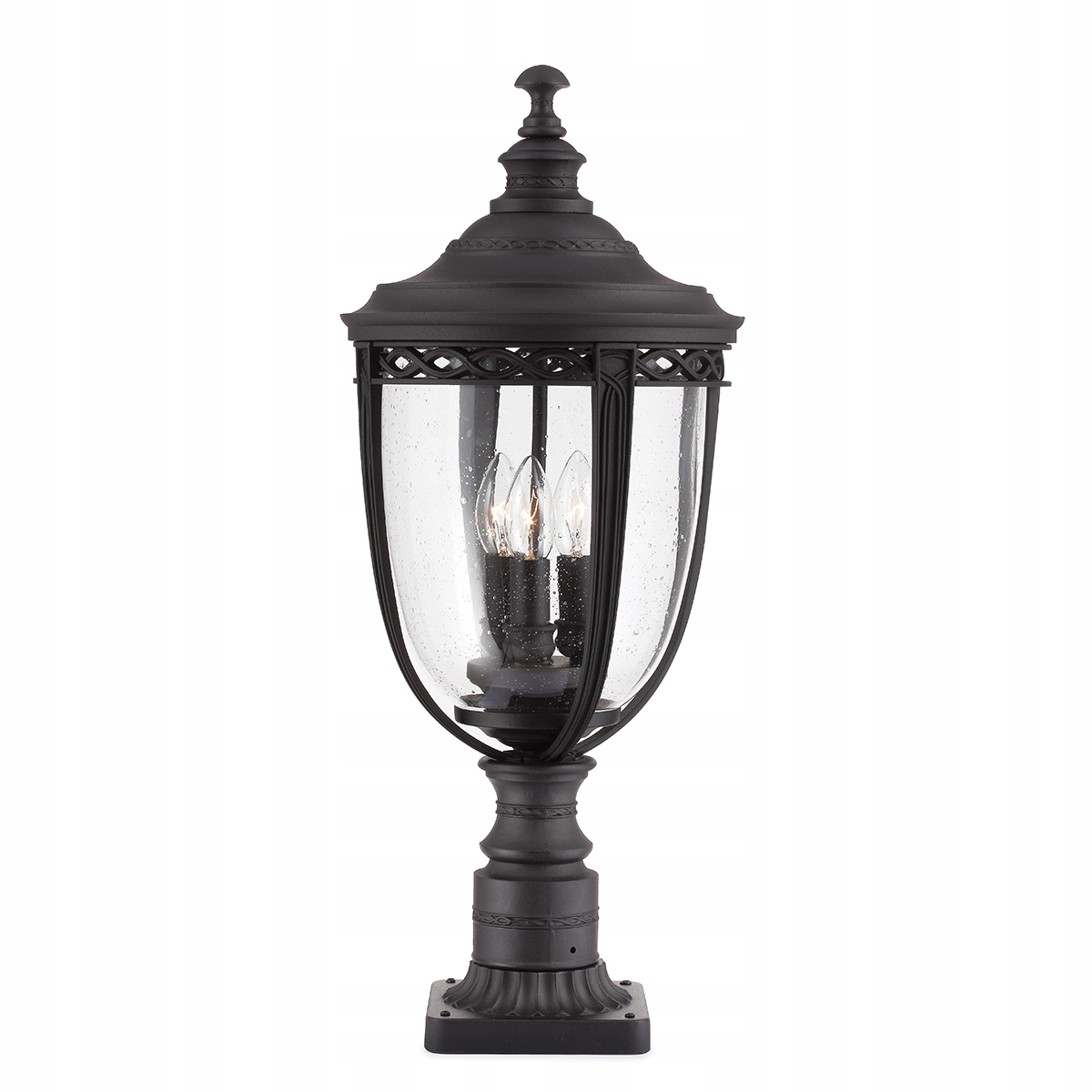Stojacia vonkajšia lampa s klasickým stĺpikom čierna sklenená 65 cm Feiss