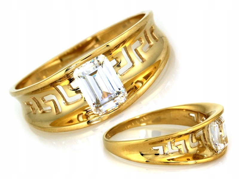 Zlatý prstýnek 585 14k s zirkonovou bagetou, řecký vzor 3.50g, módní model