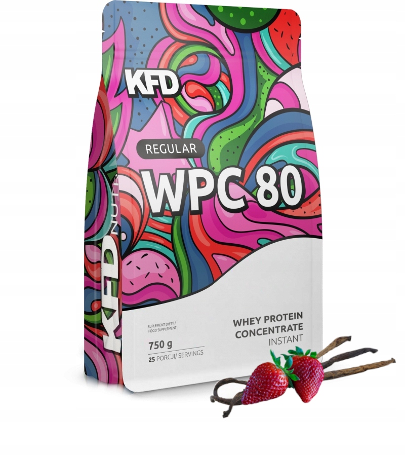 Protein Kfd Wpc 80 prášek 750g, příchuť Vanilka Jahoda