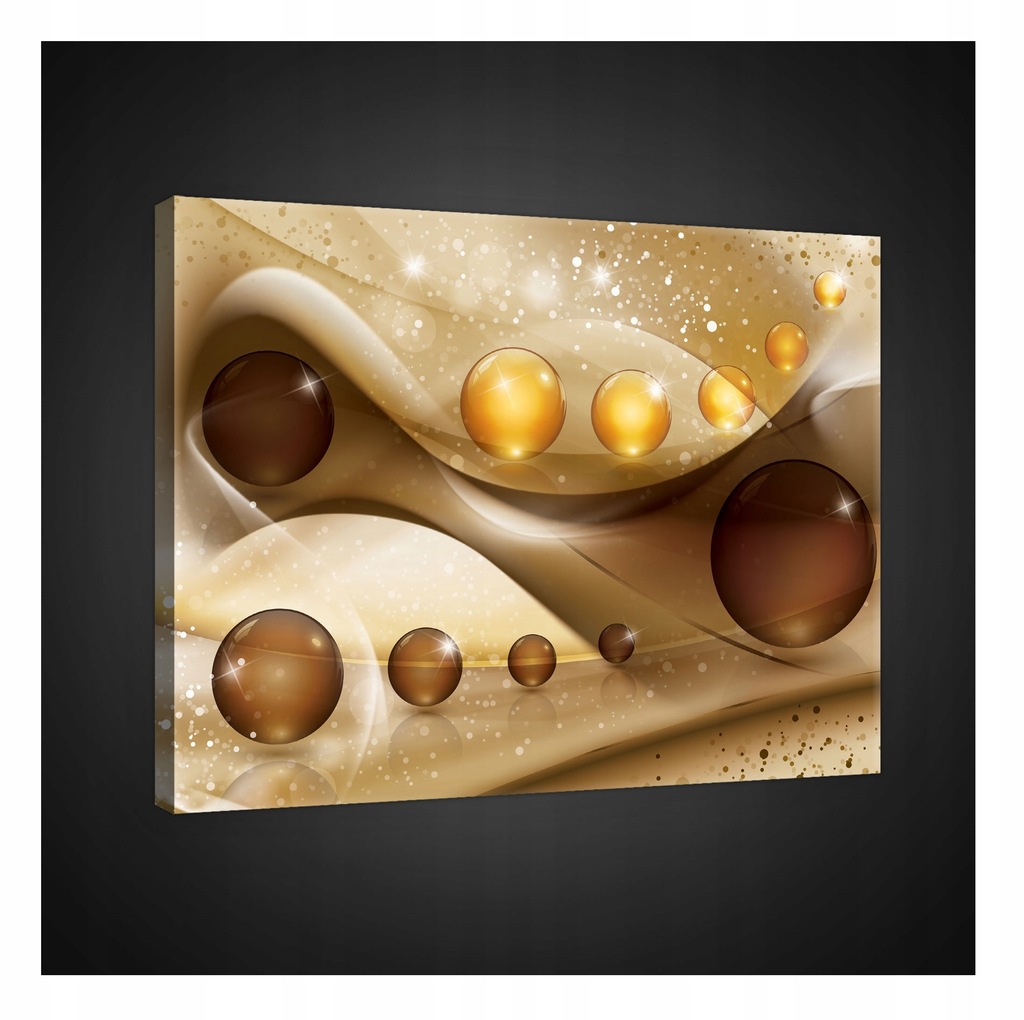 Obraz 100x75 Abstrakce zlato bronzové koule lesk vlny moderní tisk