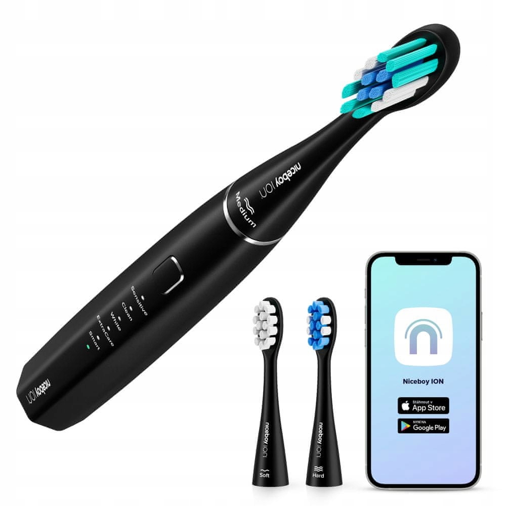 Niceboy Ion SmartSonic Szczoteczka Soniczna 43 000 drgań 3 końcówki Czarna