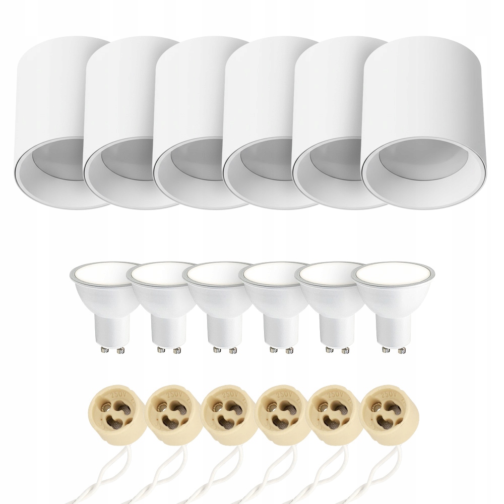 6x Horoz Stropné svietidlo na omietku Tuba Salsa-xl Biela GU10 6W 4200K