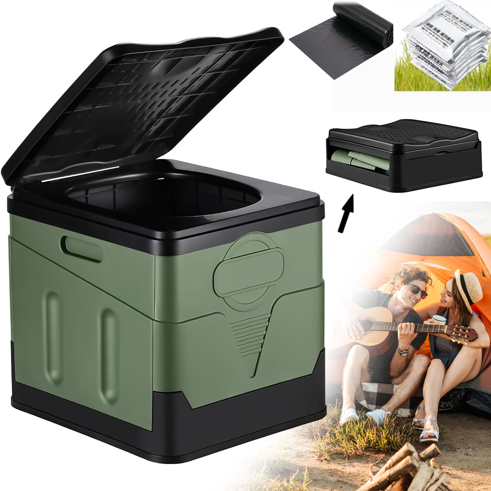 Turistická Přenosná Bivakovací Toaleta Skládací Wc 20 L Rybářská Stolička