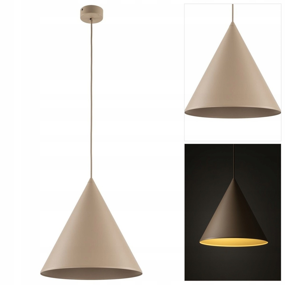 Závěsná lampa Cono Sabia béžová, moderní, nad pracovní deskou v kuchyni Tk Lighting