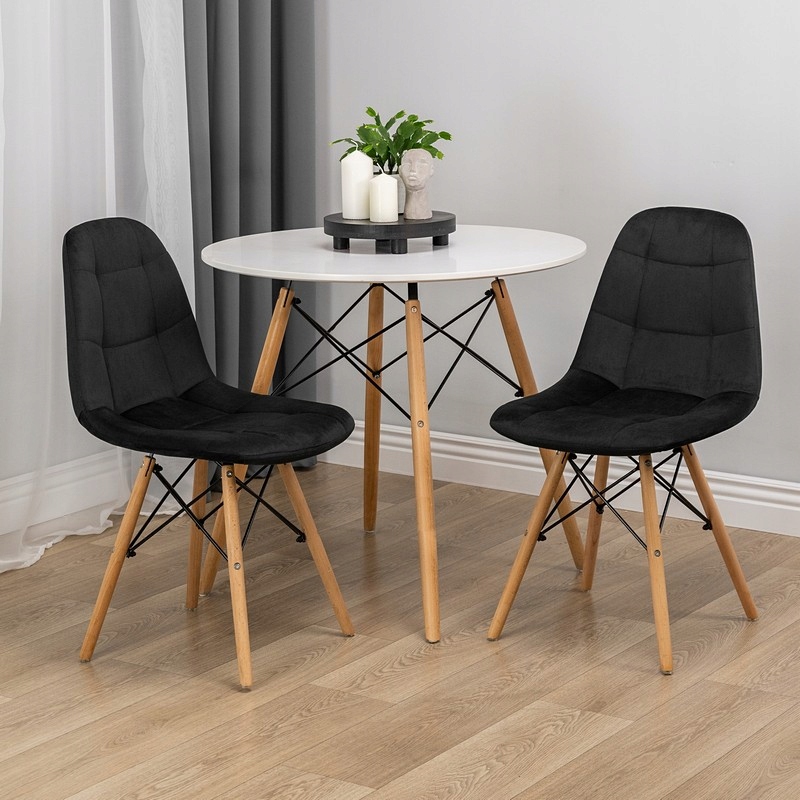 KRZESŁO WELUROWE PIKOWANE TAPICEROWANE DO SALONU JADALNI skandynawskie Głębokość siedziska 41 cm