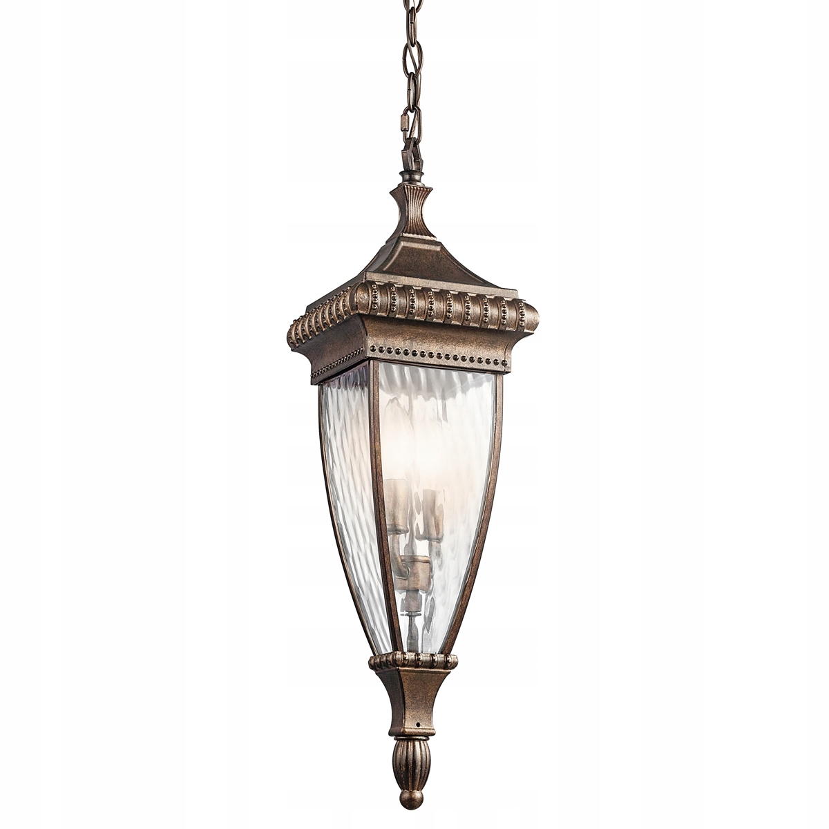 Vonkajšia závesná lampa brúsená hnedá podlhovastá vintage Kichler
