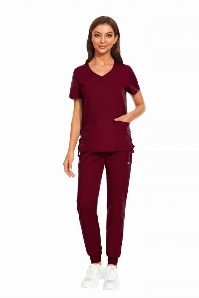 Komplet Medyczny Damski Scrub Uniform Model Treat Kolor Burgundy Rozmiar M