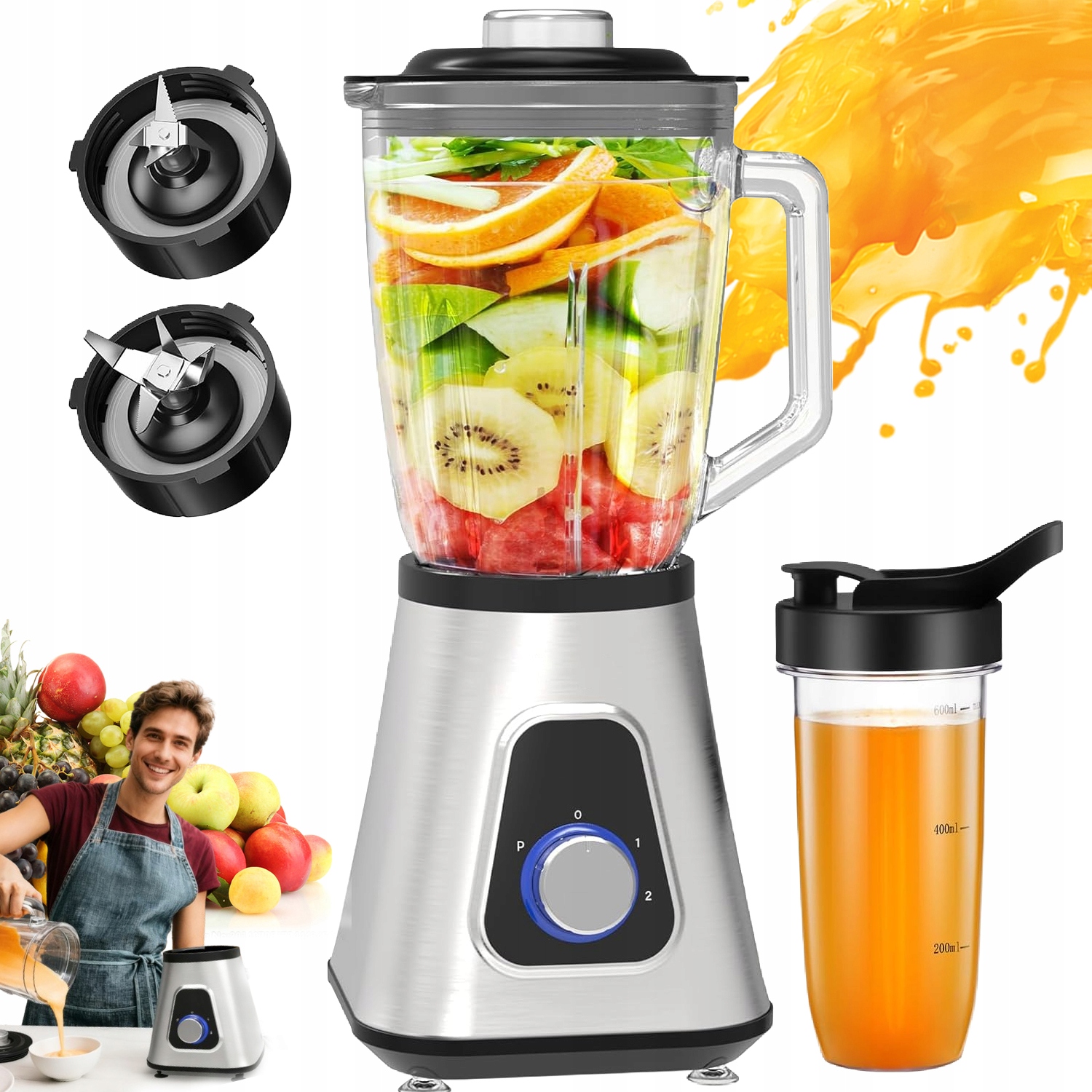 Elektrický Mixér 1300 W, Multifunkční, Pro Automatické Čištění Smoothie