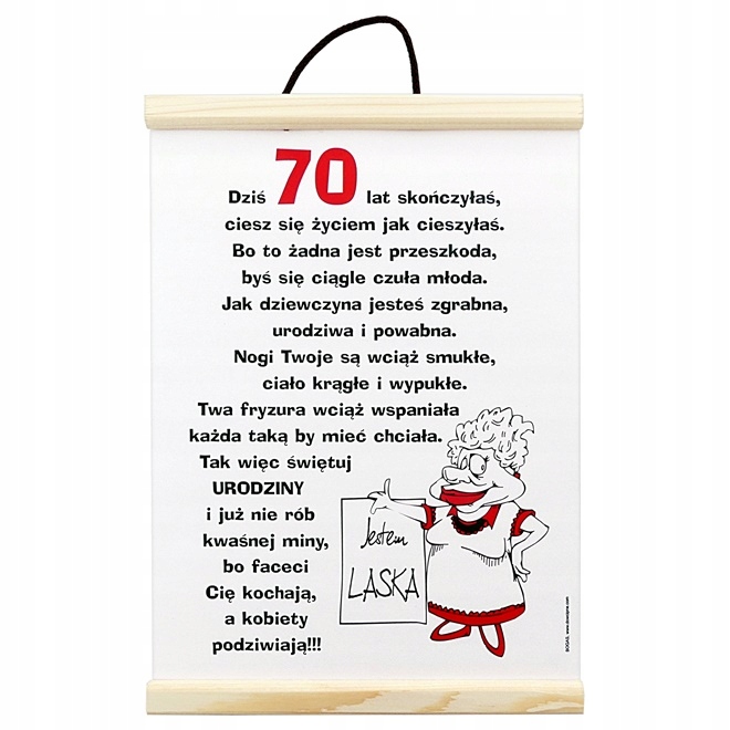 

Zawieszka Dyplom na 70 Urodziny Dla Niej