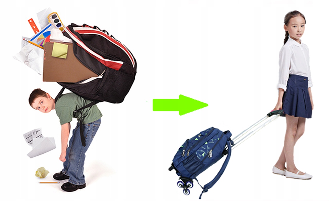 WÓZEK STELAŻ DO PLECAKA SZKOLNEGO TORNISTRA ALUMINIOWY KAUCZUK NA 6 KÓŁKACH Bohater brak