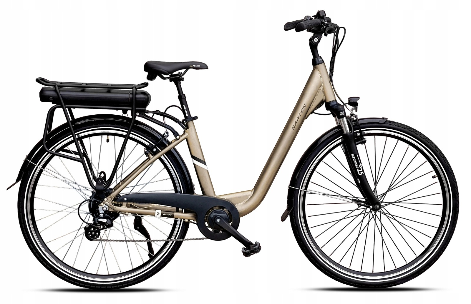 Rower elektryczny Barton E-City 28 17" 36V 13Ah (468Wh) złoty